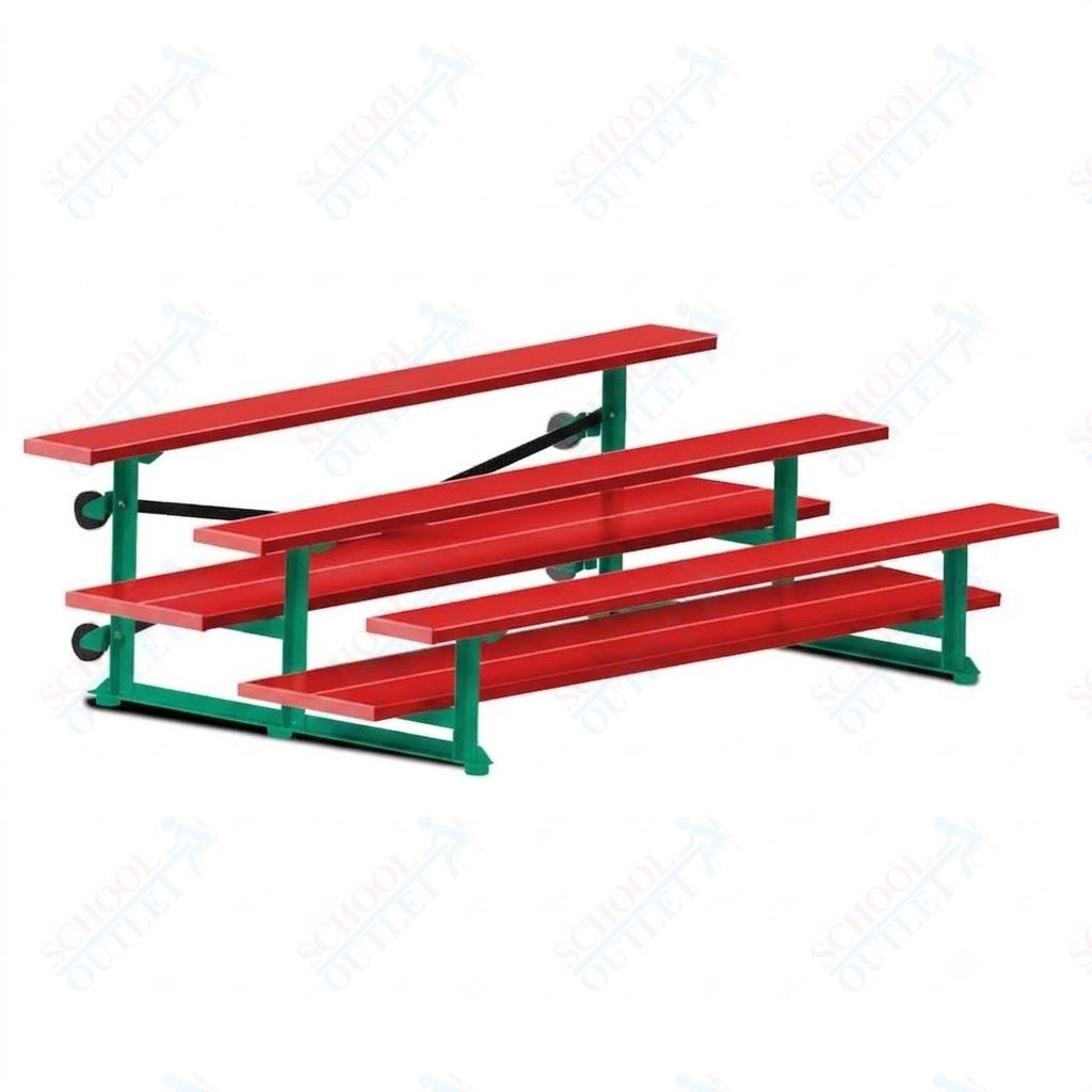 Jaypro Sports Bleacher  - 3 Row - Tip & Roll, Double Foot Plank, powder Coated - 7.5' L (BLDP-375TRGPC)