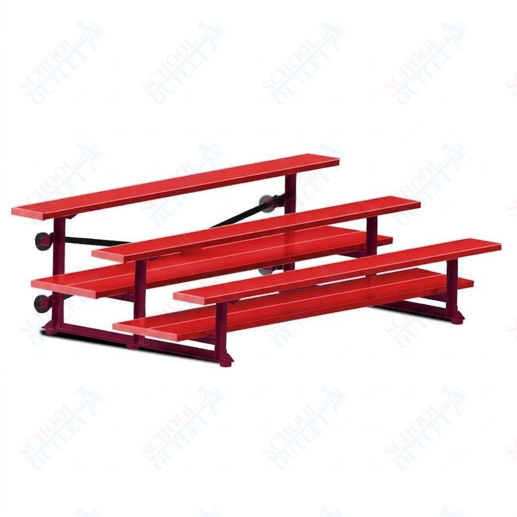 Jaypro Sports Bleacher  - 3 Row - Tip & Roll, Double Foot Plank, powder Coated - 7.5' L (BLDP-375TRGPC)
