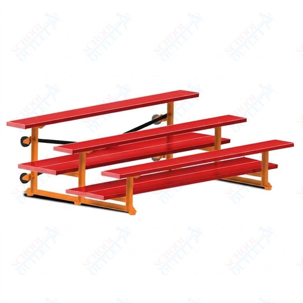 Jaypro Sports Bleacher  - 3 Row - Tip & Roll, Double Foot Plank, powder Coated - 7.5' L (BLDP-375TRGPC)