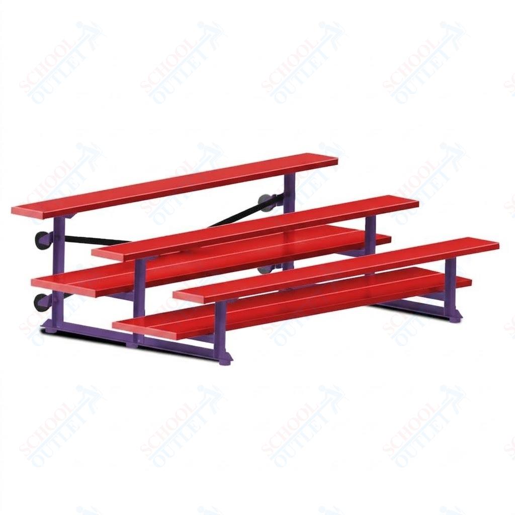 Jaypro Sports Bleacher  - 3 Row - Tip & Roll, Double Foot Plank, powder Coated - 7.5' L (BLDP-375TRGPC)