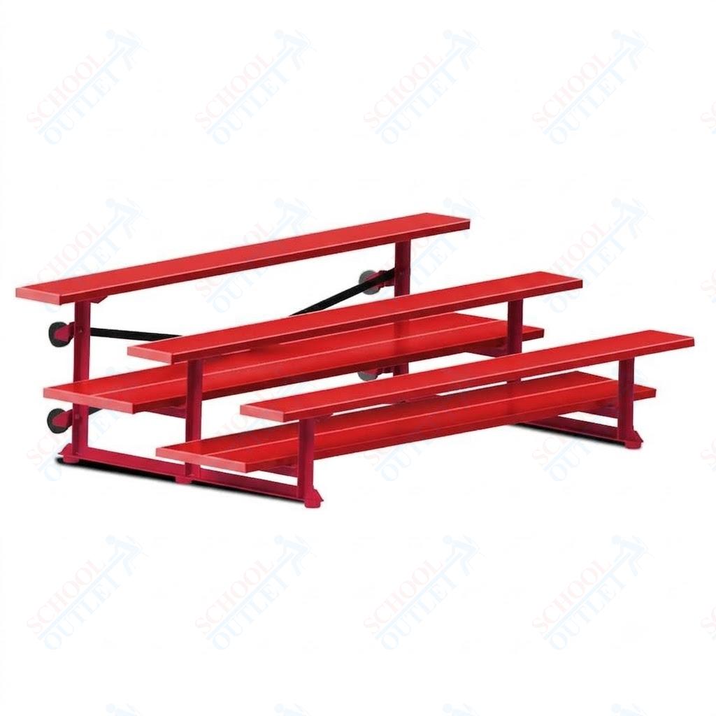 Jaypro Sports Bleacher  - 3 Row - Tip & Roll, Double Foot Plank, powder Coated - 7.5' L (BLDP-375TRGPC)
