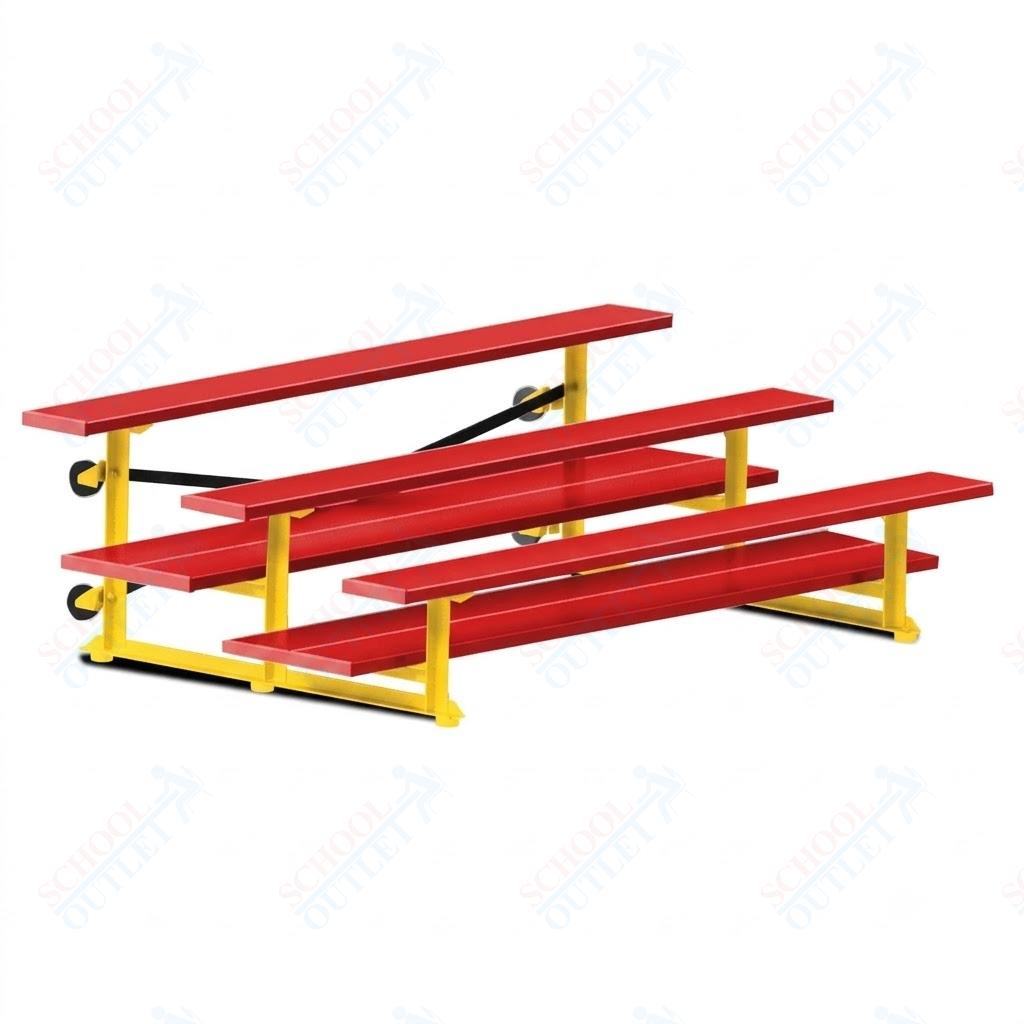 Jaypro Sports Bleacher  - 3 Row - Tip & Roll, Double Foot Plank, powder Coated - 7.5' L (BLDP-375TRGPC)