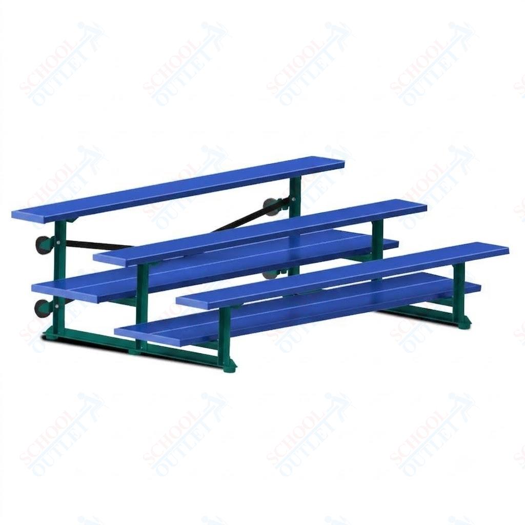 Jaypro Sports Bleacher  - 3 Row - Tip & Roll, Double Foot Plank, powder Coated - 7.5' L (BLDP-375TRGPC)