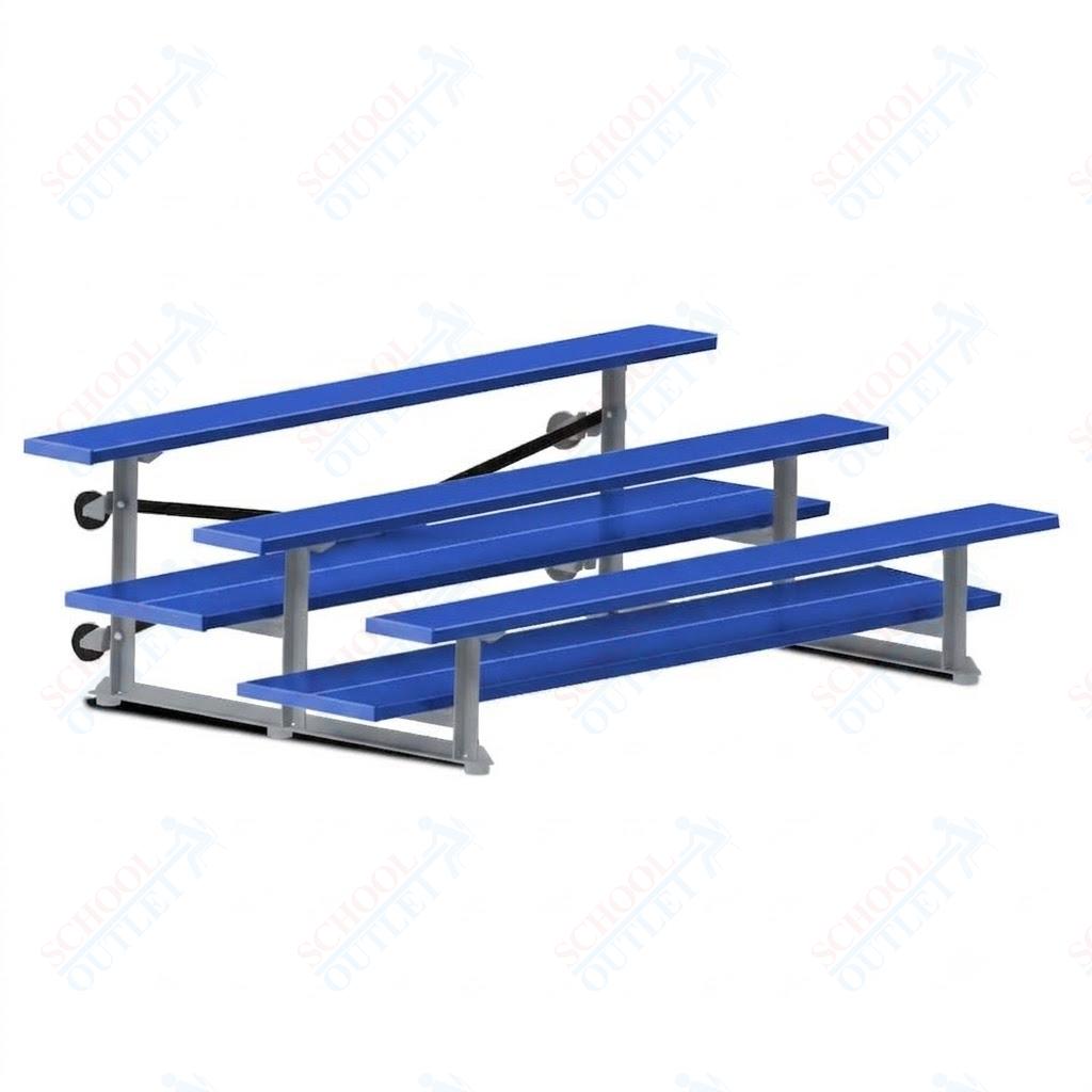Jaypro Sports Bleacher  - 3 Row - Tip & Roll, Double Foot Plank, powder Coated - 7.5' L (BLDP-375TRGPC)