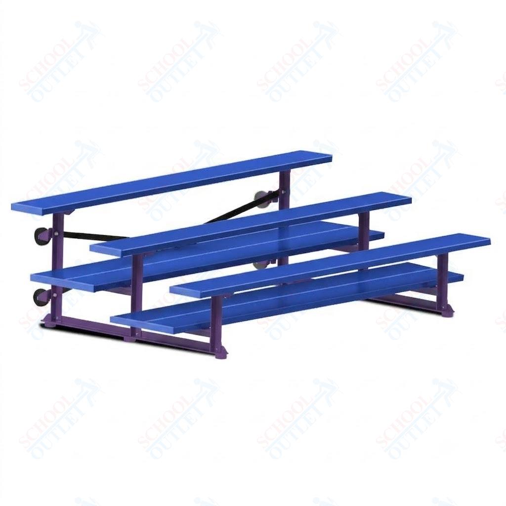 Jaypro Sports Bleacher  - 3 Row - Tip & Roll, Double Foot Plank, powder Coated - 7.5' L (BLDP-375TRGPC)
