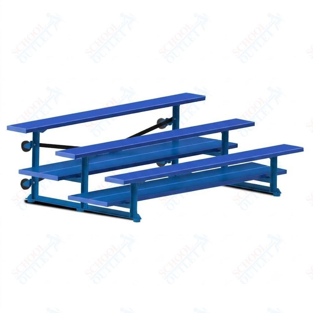 Jaypro Sports Bleacher  - 3 Row - Tip & Roll, Double Foot Plank, powder Coated - 7.5' L (BLDP-375TRGPC)