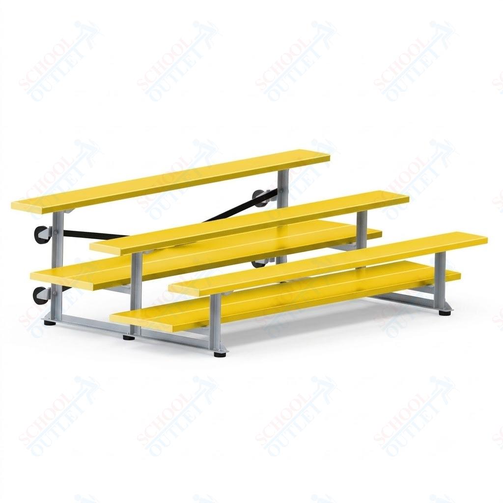 Jaypro Sports Bleacher  - 3 Row - Tip & Roll, Double Foot Plank, powder Coated - 7.5' L (BLDP-375TRGPC)