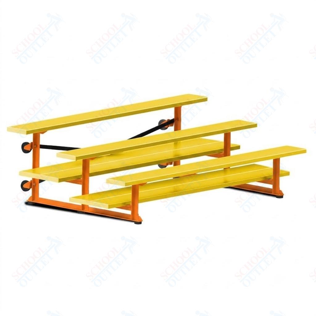 Jaypro Sports Bleacher  - 3 Row - Tip & Roll, Double Foot Plank, powder Coated - 7.5' L (BLDP-375TRGPC)