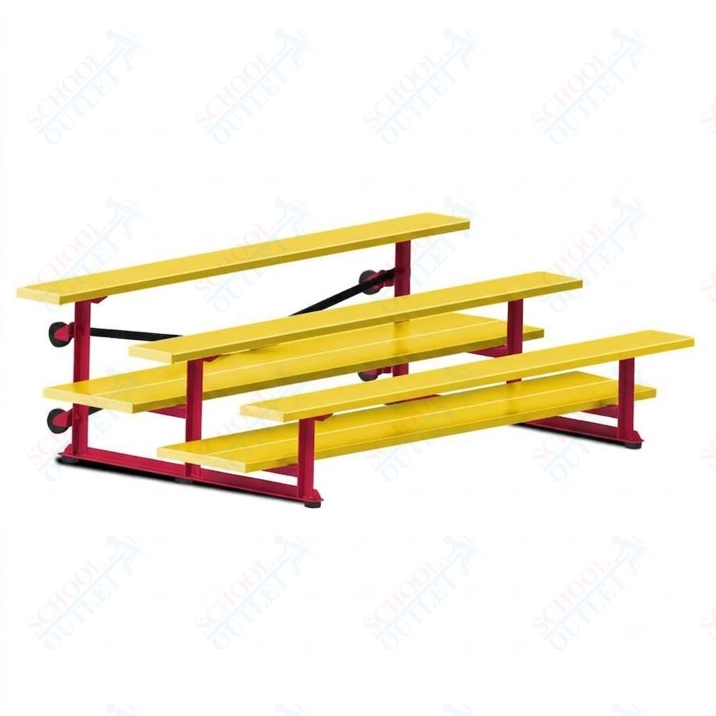 Jaypro Sports Bleacher  - 3 Row - Tip & Roll, Double Foot Plank, powder Coated - 7.5' L (BLDP-375TRGPC)