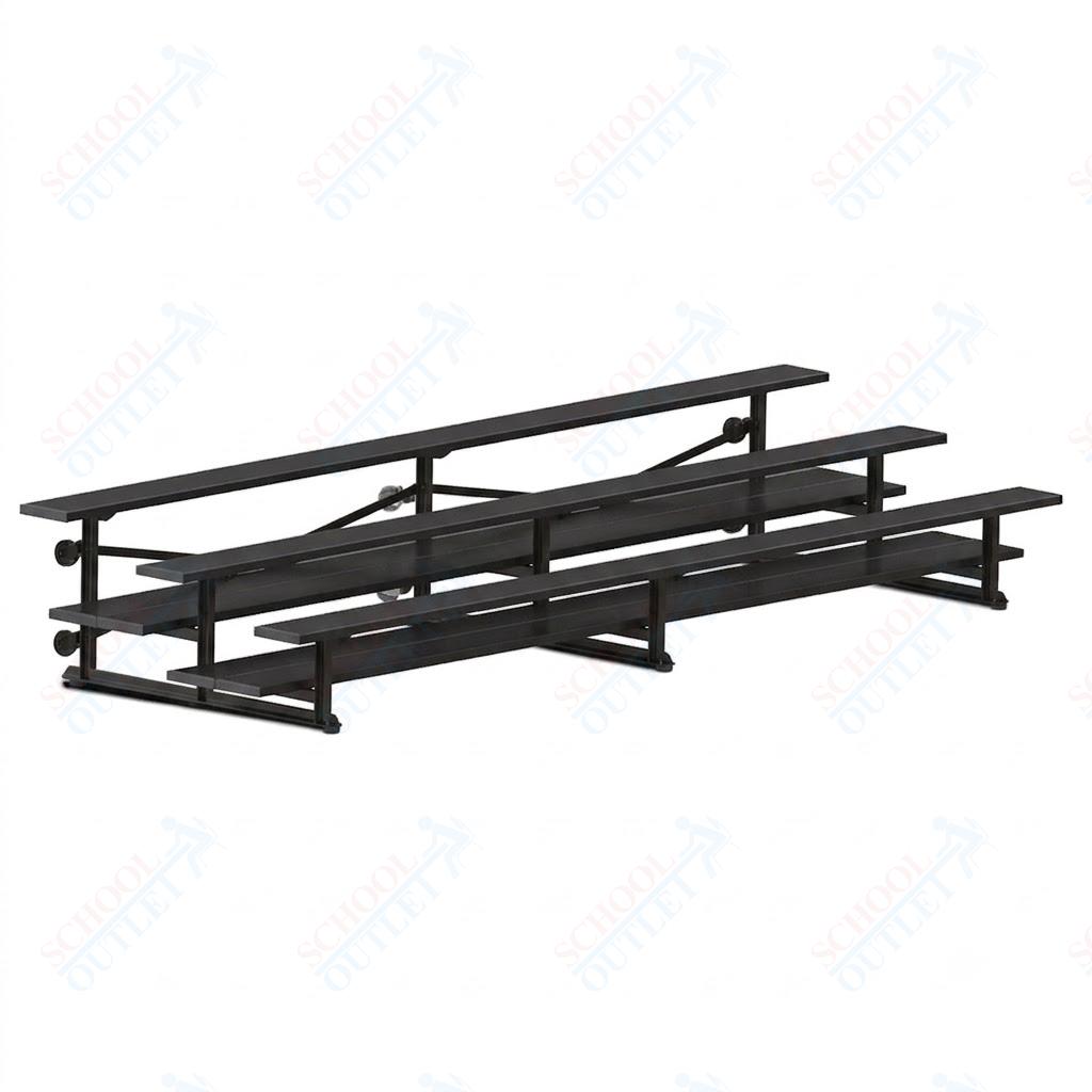 Jaypro Sports Bleacher  - 3 Row - Tip & Roll, Double Foot Plank, Powder Coated - 15' L (BLDP-3TRGPC)