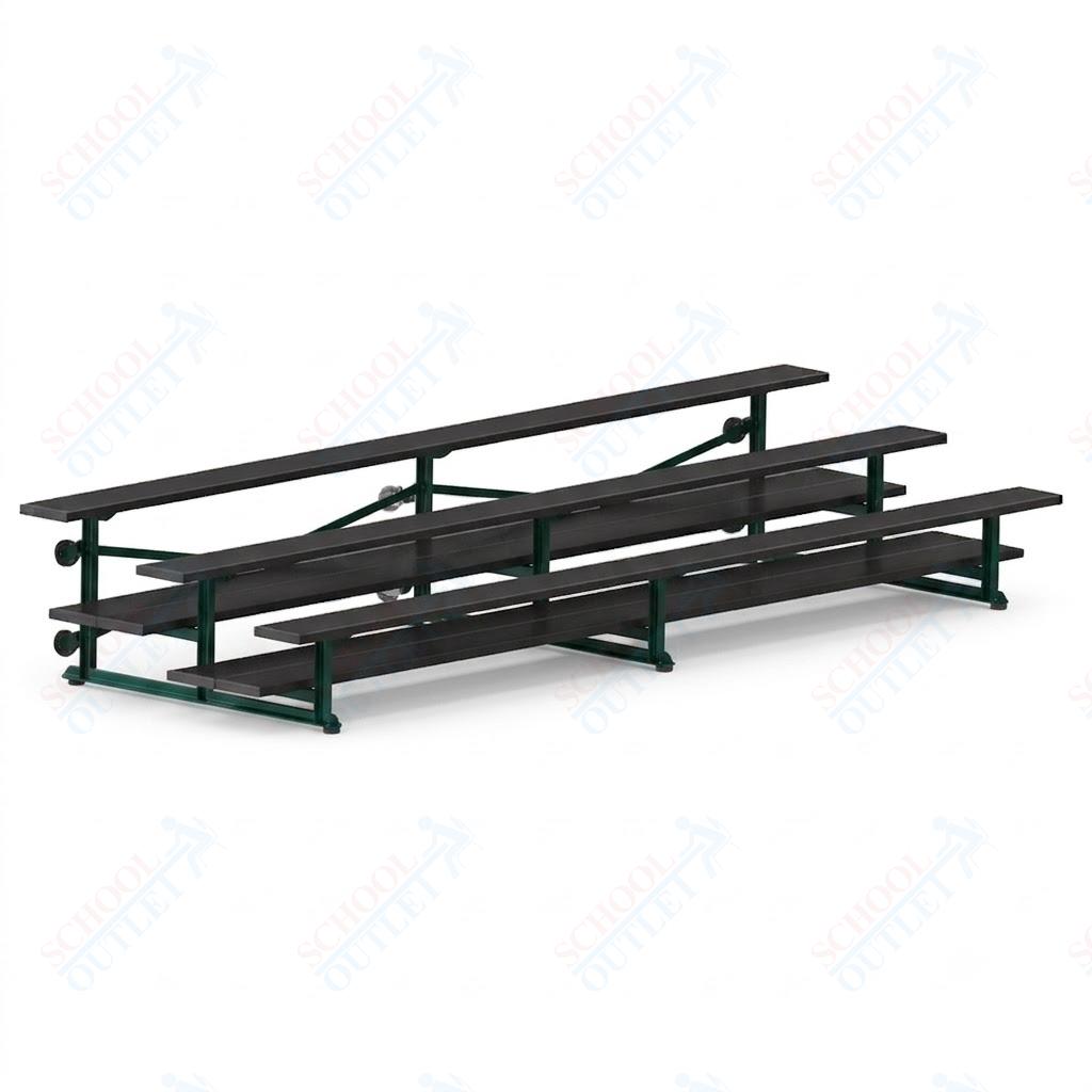 Jaypro Sports Bleacher  - 3 Row - Tip & Roll, Double Foot Plank, Powder Coated - 15' L (BLDP-3TRGPC)