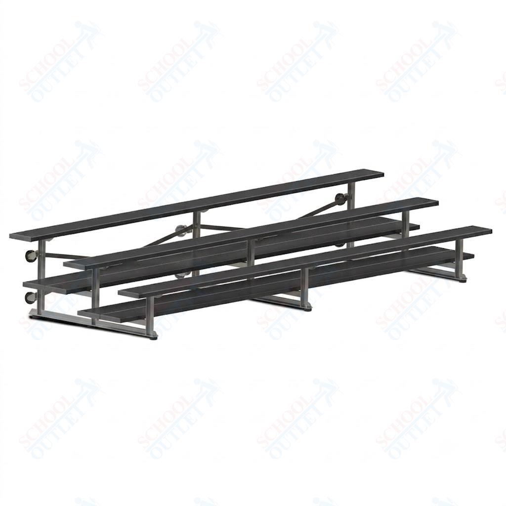 Jaypro Sports Bleacher  - 3 Row - Tip & Roll, Double Foot Plank, Powder Coated - 15' L (BLDP-3TRGPC)