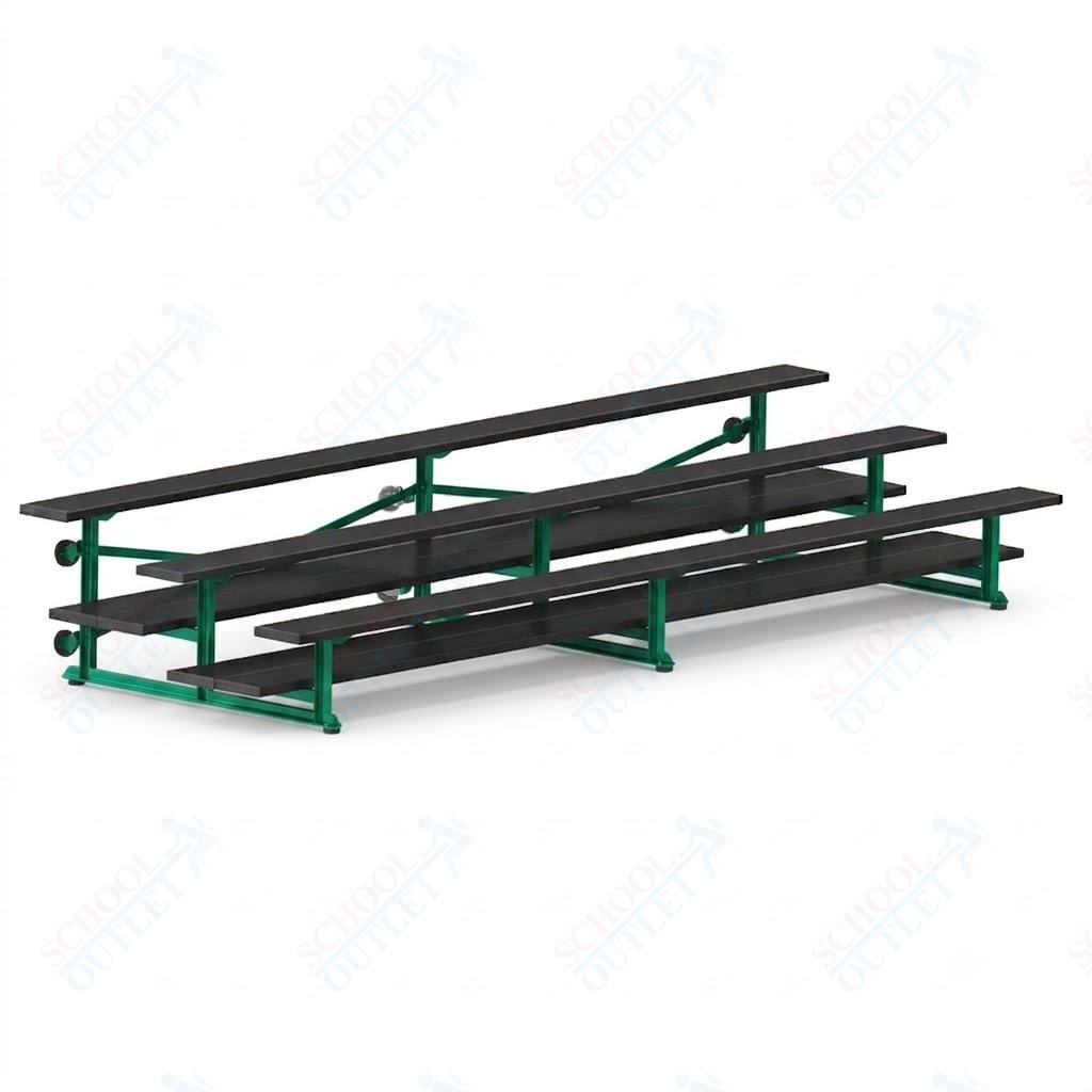 Jaypro Sports Bleacher  - 3 Row - Tip & Roll, Double Foot Plank, Powder Coated - 15' L (BLDP-3TRGPC)
