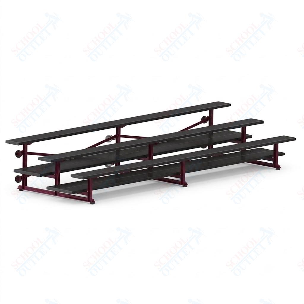 Jaypro Sports Bleacher  - 3 Row - Tip & Roll, Double Foot Plank, Powder Coated - 15' L (BLDP-3TRGPC)