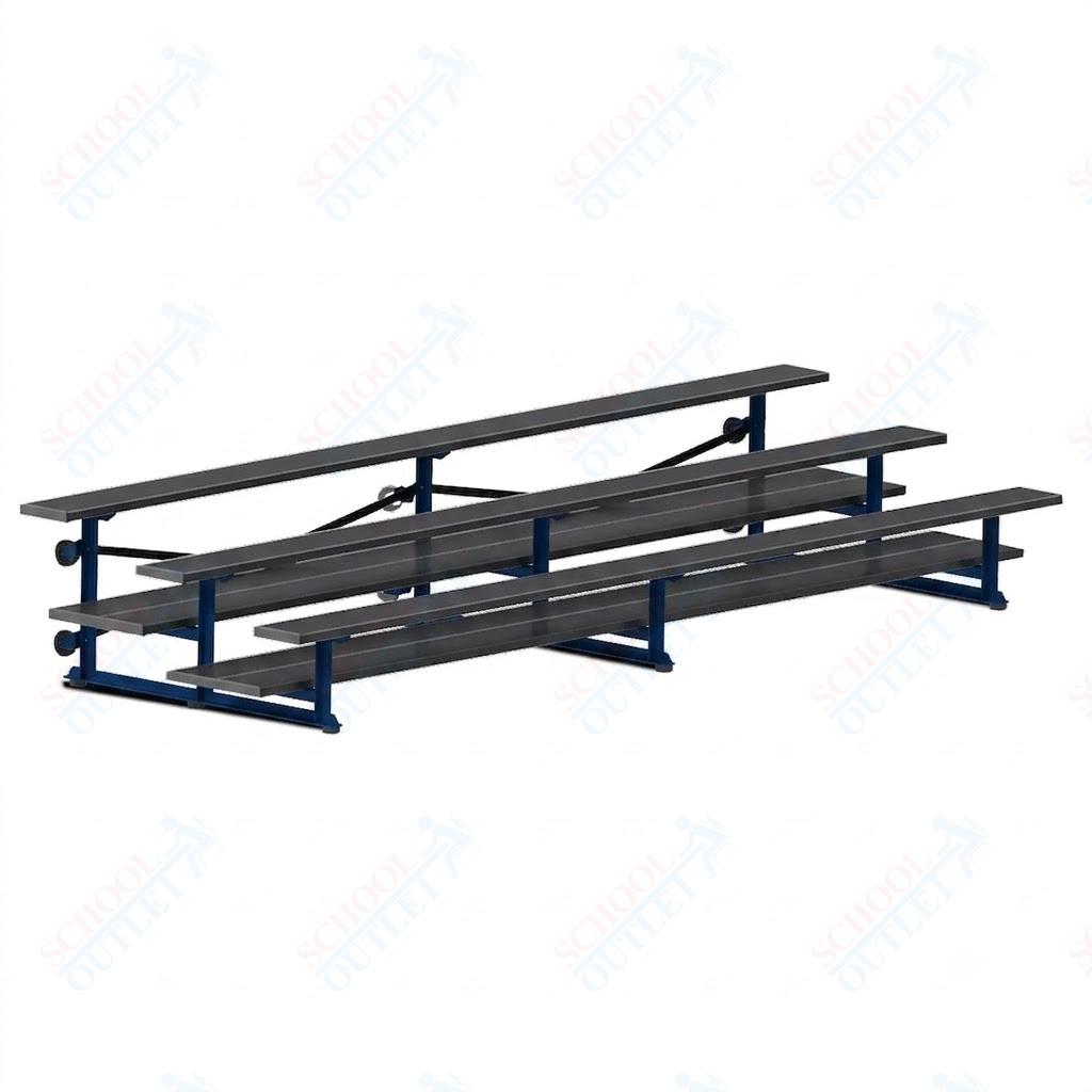 Jaypro Sports Bleacher  - 3 Row - Tip & Roll, Double Foot Plank, Powder Coated - 15' L (BLDP-3TRGPC)