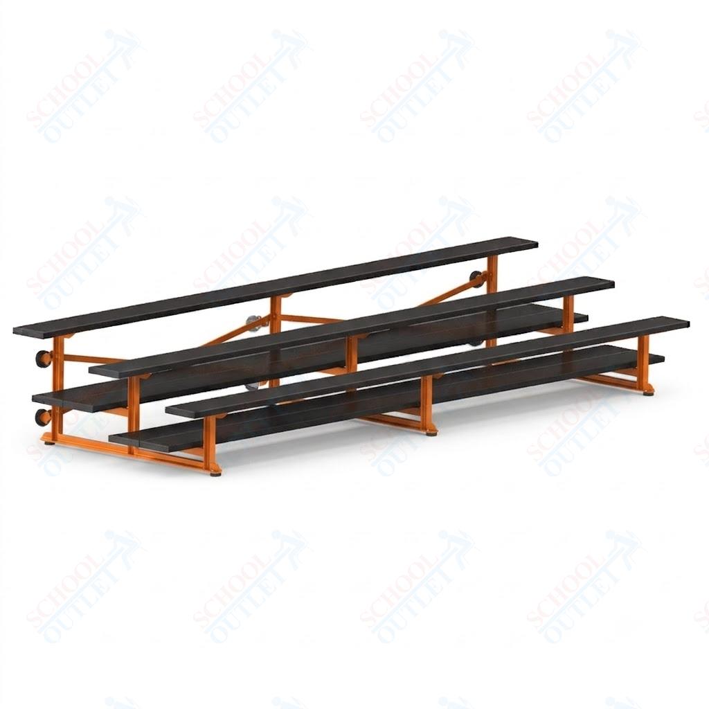 Jaypro Sports Bleacher  - 3 Row - Tip & Roll, Double Foot Plank, Powder Coated - 15' L (BLDP-3TRGPC)