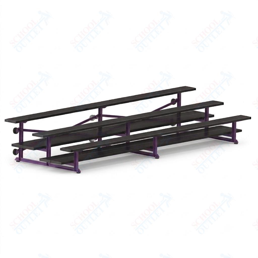 Jaypro Sports Bleacher  - 3 Row - Tip & Roll, Double Foot Plank, Powder Coated - 15' L (BLDP-3TRGPC)