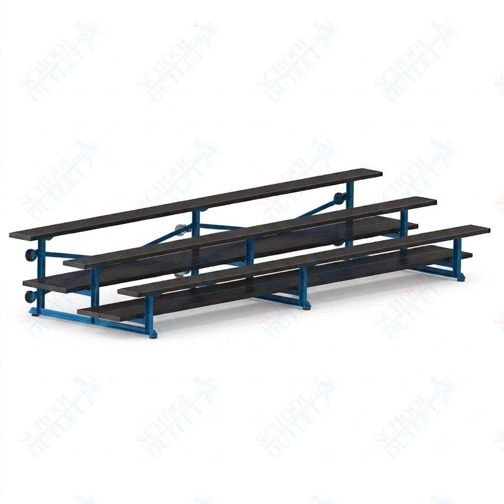 Jaypro Sports Bleacher  - 3 Row - Tip & Roll, Double Foot Plank, Powder Coated - 15' L (BLDP-3TRGPC)