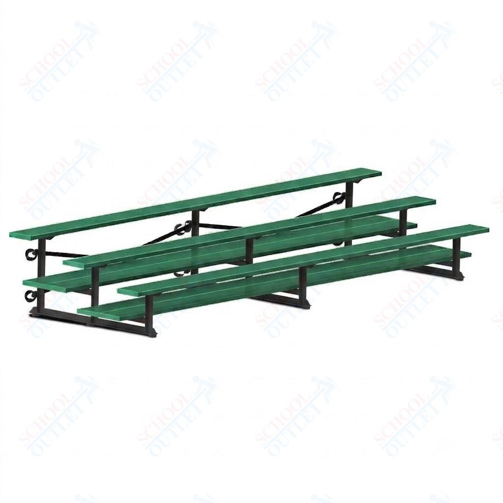 Jaypro Sports Bleacher  - 3 Row - Tip & Roll, Double Foot Plank, Powder Coated - 15' L (BLDP-3TRGPC)