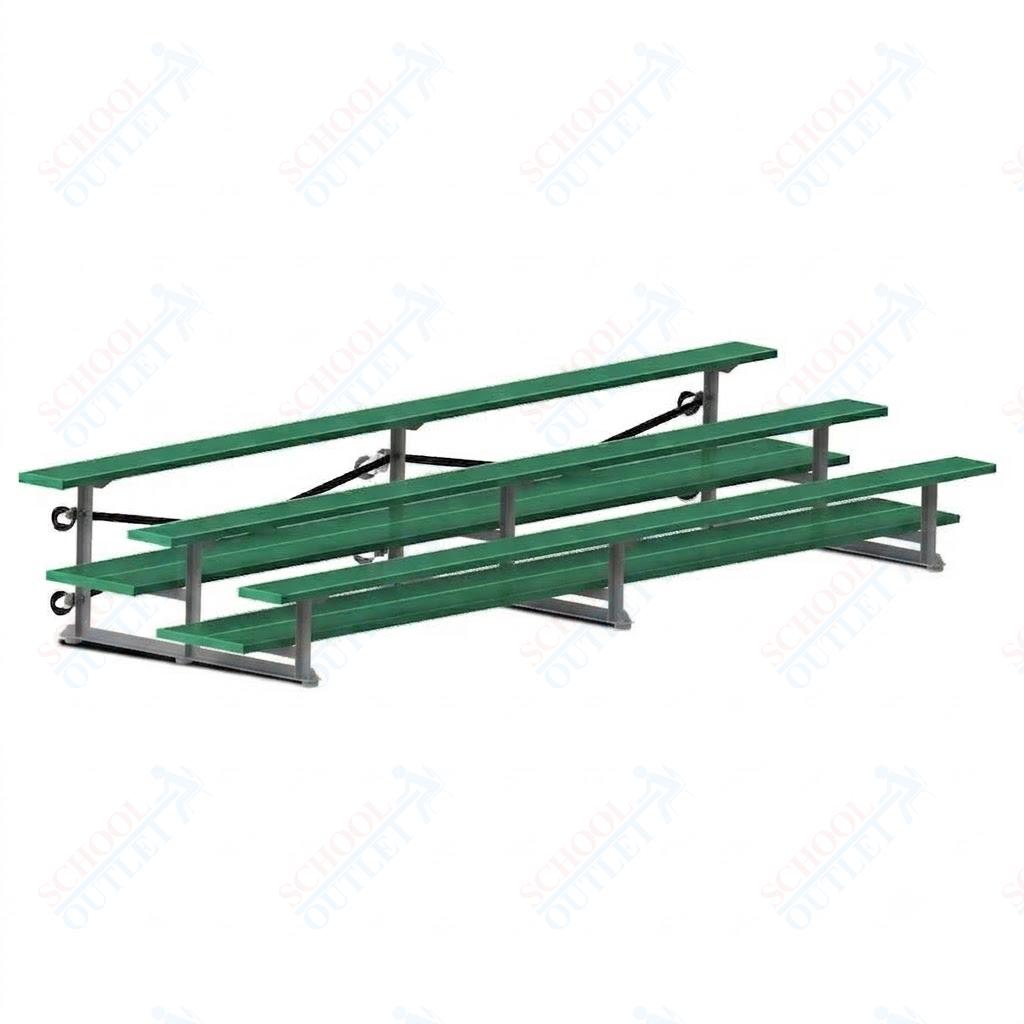 Jaypro Sports Bleacher  - 3 Row - Tip & Roll, Double Foot Plank, Powder Coated - 15' L (BLDP-3TRGPC)