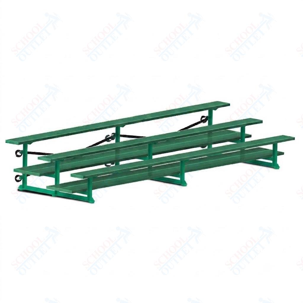 Jaypro Sports Bleacher  - 3 Row - Tip & Roll, Double Foot Plank, Powder Coated - 15' L (BLDP-3TRGPC)