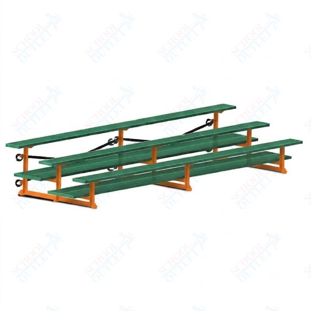 Jaypro Sports Bleacher  - 3 Row - Tip & Roll, Double Foot Plank, Powder Coated - 15' L (BLDP-3TRGPC)