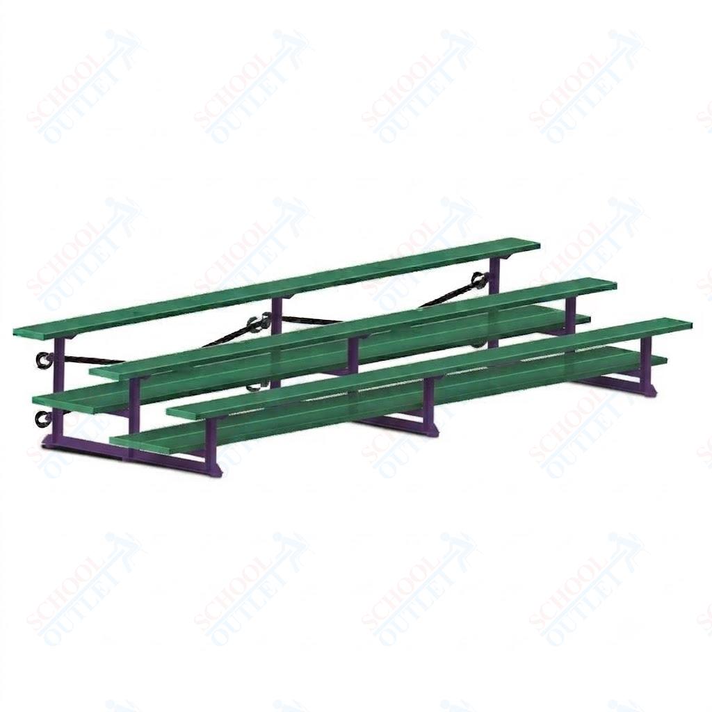 Jaypro Sports Bleacher  - 3 Row - Tip & Roll, Double Foot Plank, Powder Coated - 15' L (BLDP-3TRGPC)