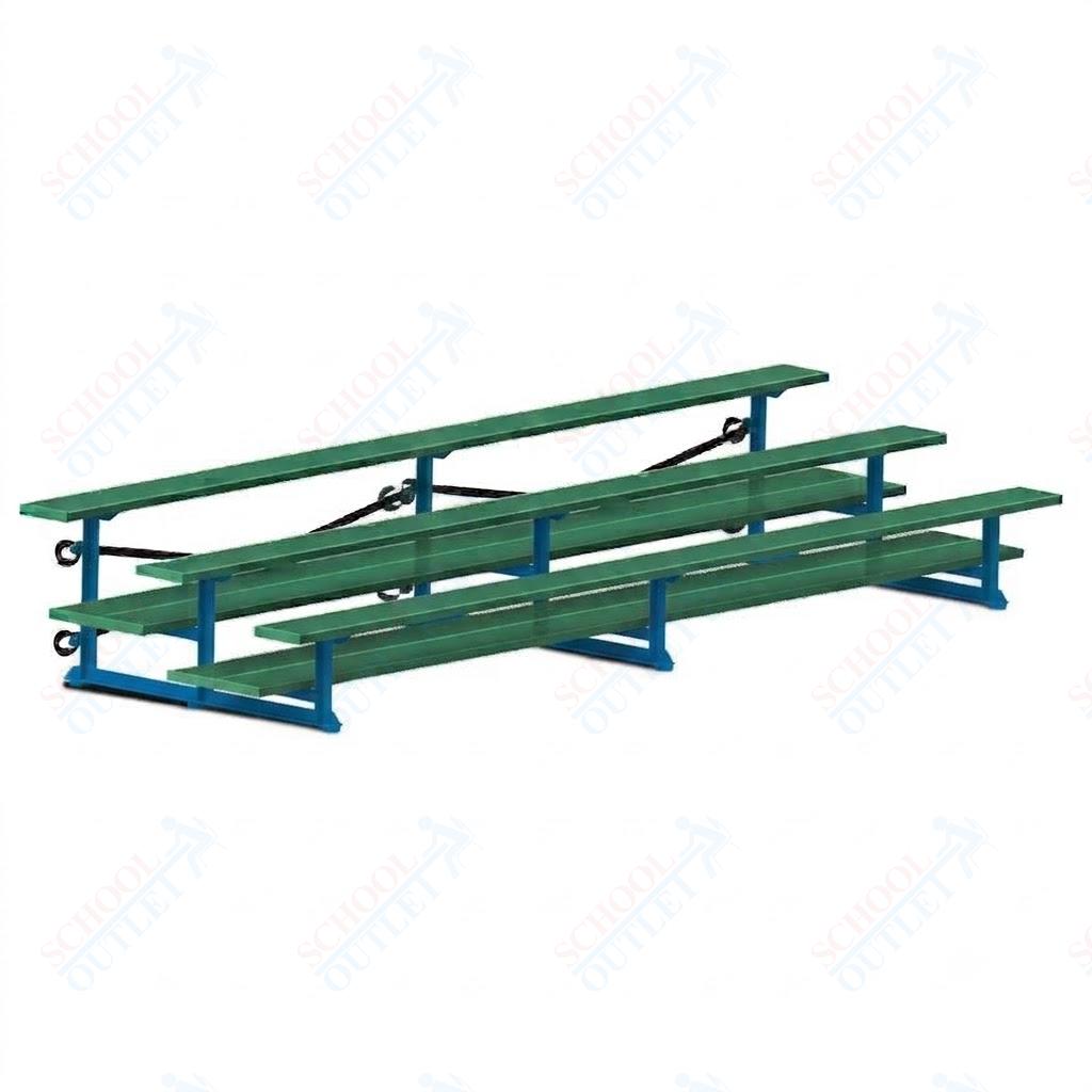 Jaypro Sports Bleacher  - 3 Row - Tip & Roll, Double Foot Plank, Powder Coated - 15' L (BLDP-3TRGPC)