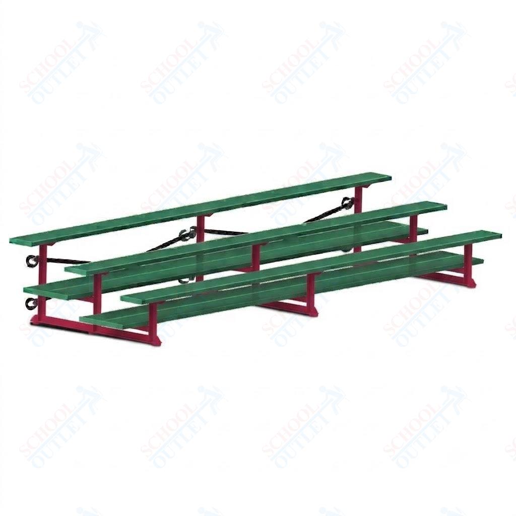 Jaypro Sports Bleacher  - 3 Row - Tip & Roll, Double Foot Plank, Powder Coated - 15' L (BLDP-3TRGPC)
