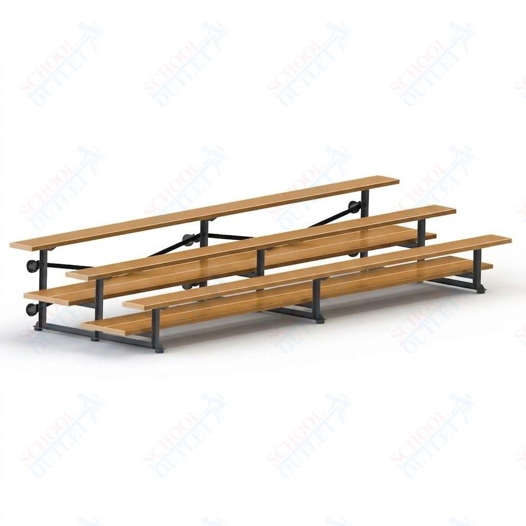 Jaypro Sports Bleacher  - 3 Row - Tip & Roll, Double Foot Plank, Powder Coated - 15' L (BLDP-3TRGPC)