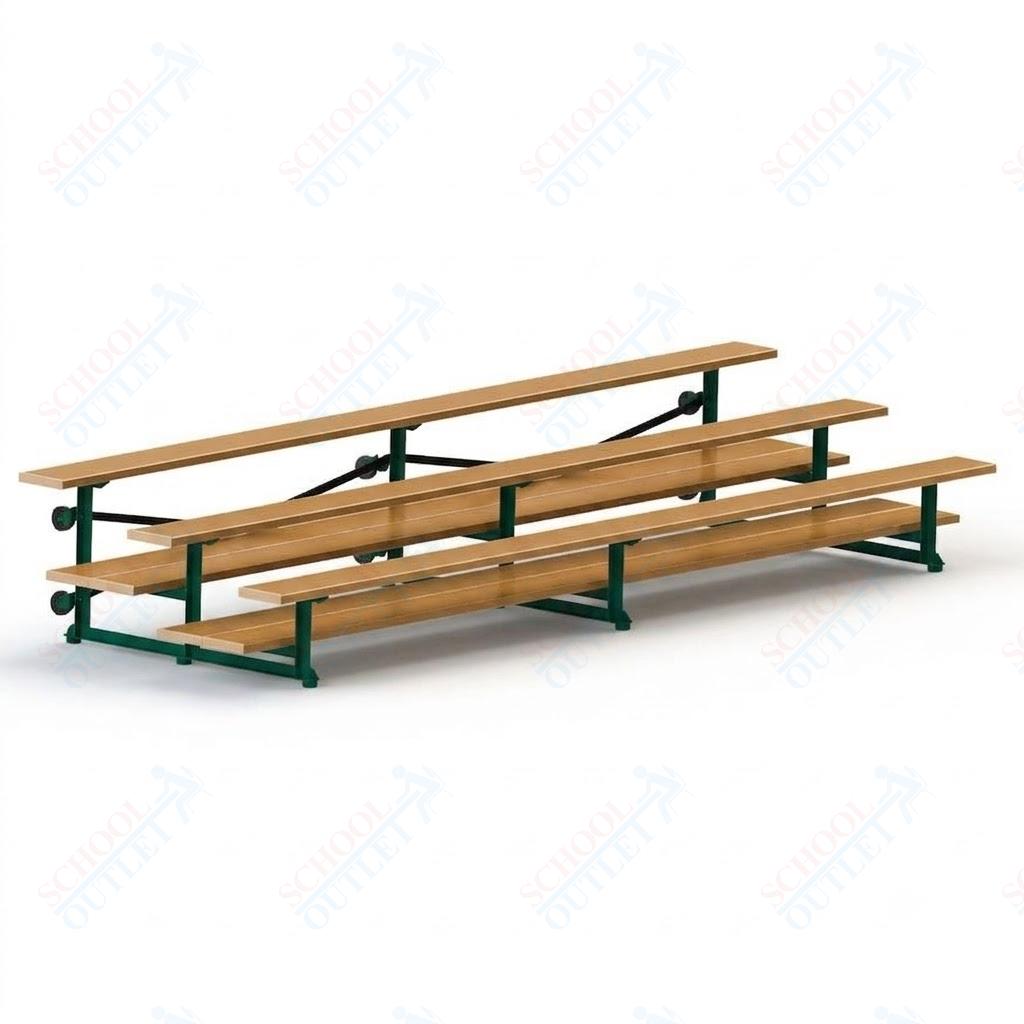 Jaypro Sports Bleacher  - 3 Row - Tip & Roll, Double Foot Plank, Powder Coated - 15' L (BLDP-3TRGPC)