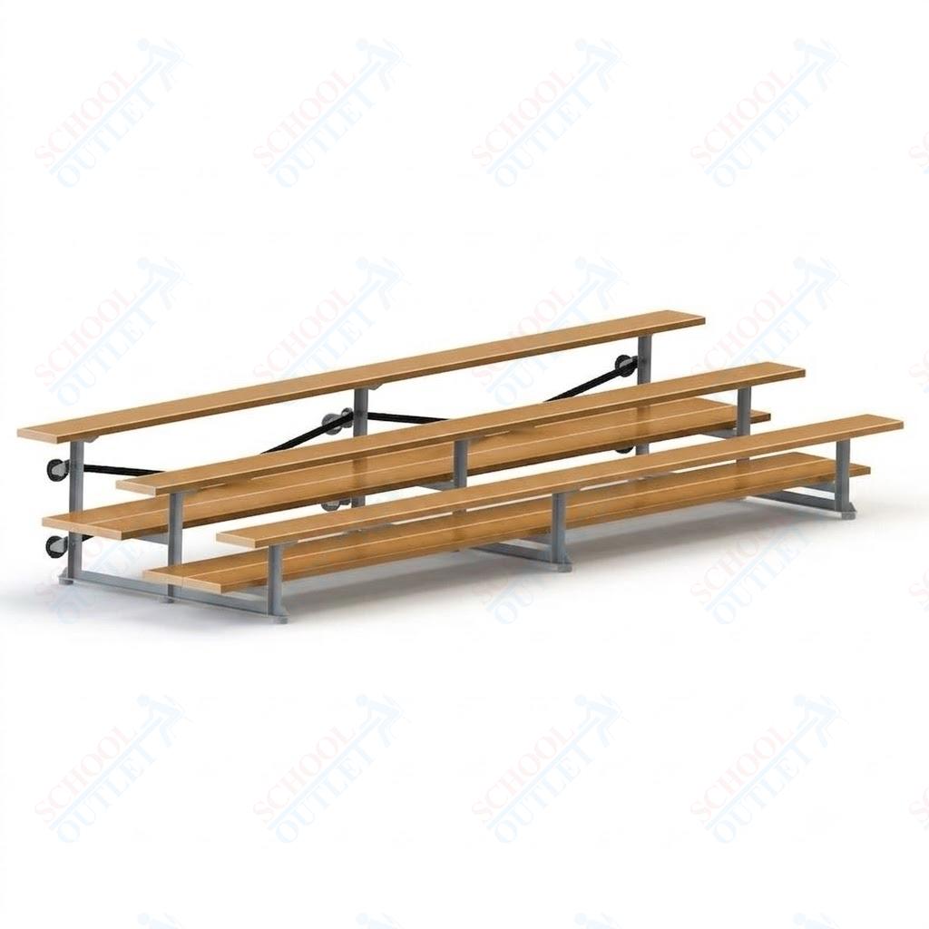 Jaypro Sports Bleacher  - 3 Row - Tip & Roll, Double Foot Plank, Powder Coated - 15' L (BLDP-3TRGPC)