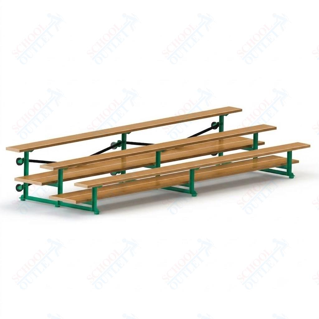 Jaypro Sports Bleacher  - 3 Row - Tip & Roll, Double Foot Plank, Powder Coated - 15' L (BLDP-3TRGPC)