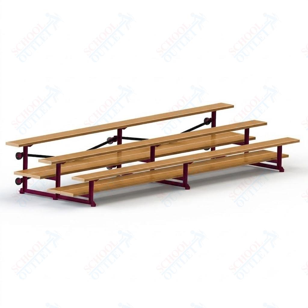 Jaypro Sports Bleacher  - 3 Row - Tip & Roll, Double Foot Plank, Powder Coated - 15' L (BLDP-3TRGPC)