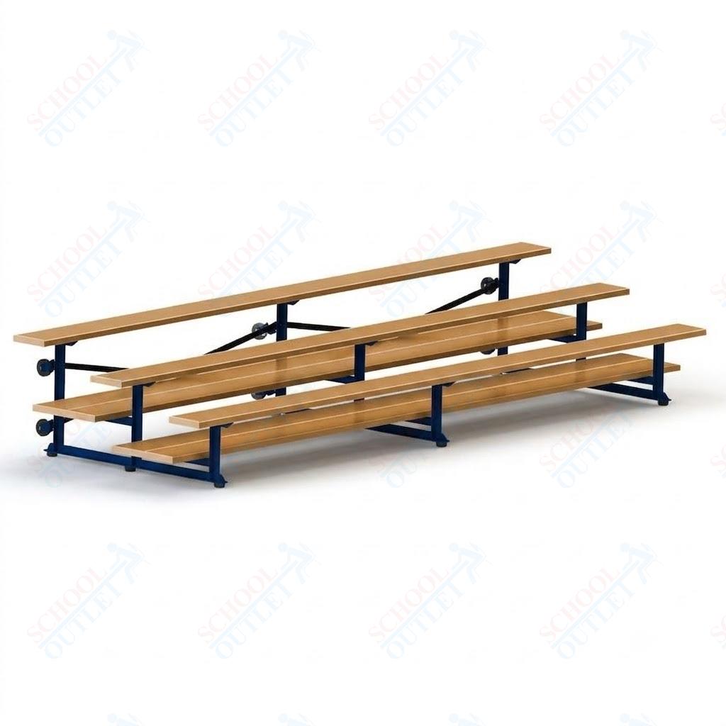 Jaypro Sports Bleacher  - 3 Row - Tip & Roll, Double Foot Plank, Powder Coated - 15' L (BLDP-3TRGPC)