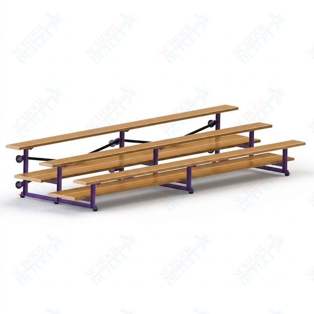 Jaypro Sports Bleacher  - 3 Row - Tip & Roll, Double Foot Plank, Powder Coated - 15' L (BLDP-3TRGPC)