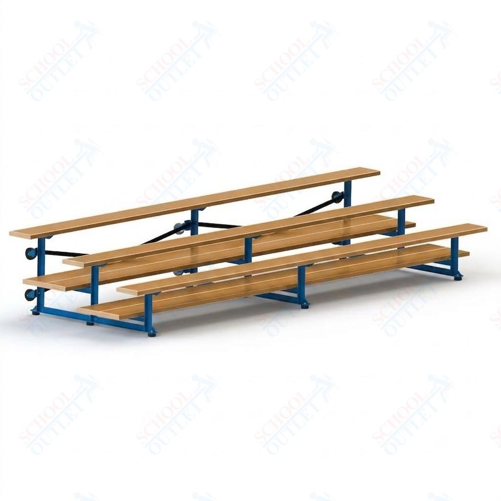 Jaypro Sports Bleacher  - 3 Row - Tip & Roll, Double Foot Plank, Powder Coated - 15' L (BLDP-3TRGPC)