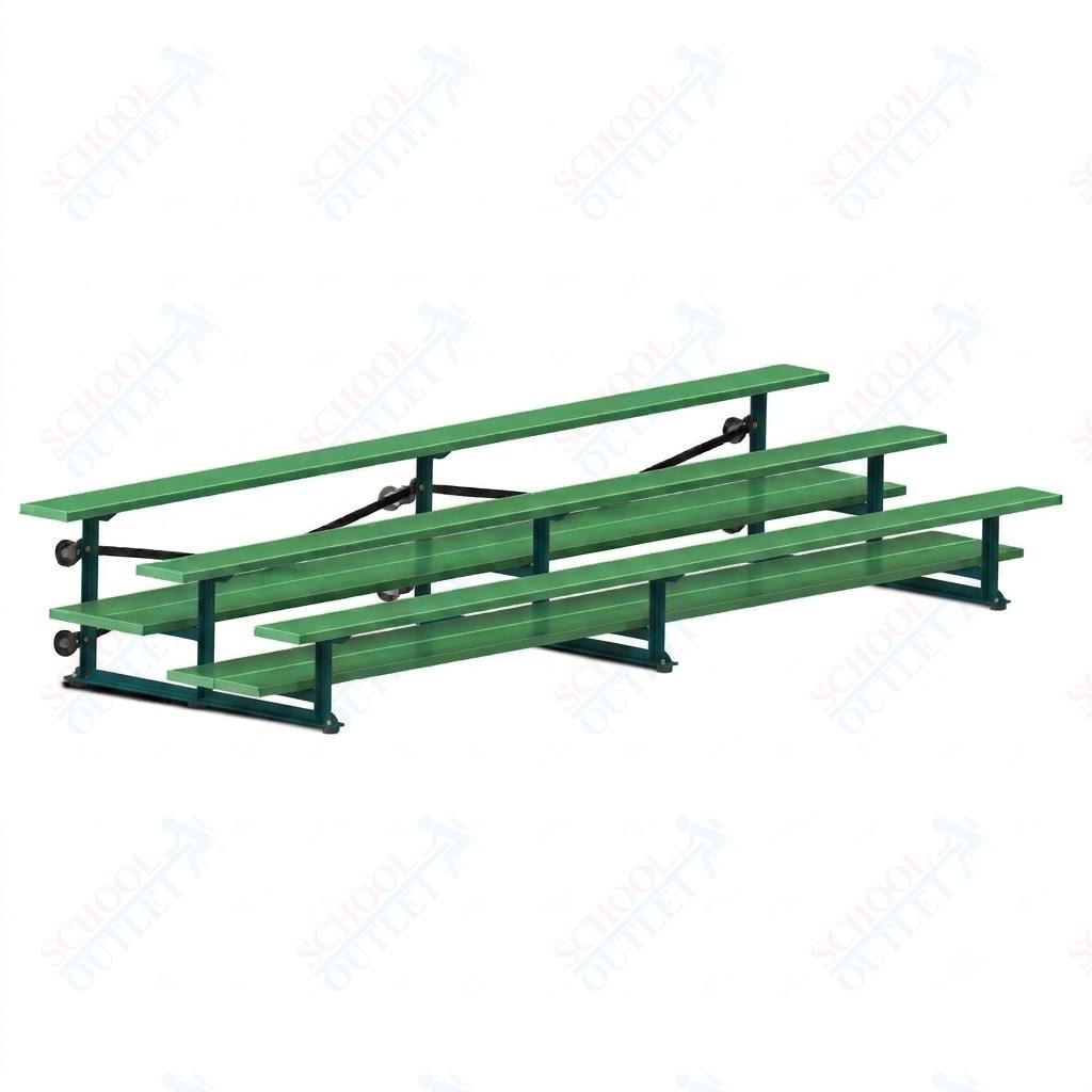 Jaypro Sports Bleacher  - 3 Row - Tip & Roll, Double Foot Plank, Powder Coated - 15' L (BLDP-3TRGPC)