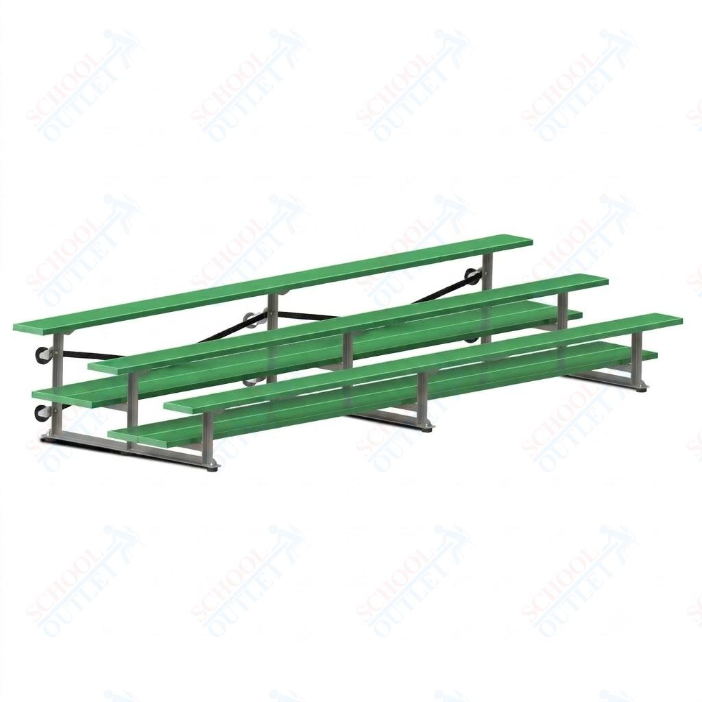 Jaypro Sports Bleacher  - 3 Row - Tip & Roll, Double Foot Plank, Powder Coated - 15' L (BLDP-3TRGPC)