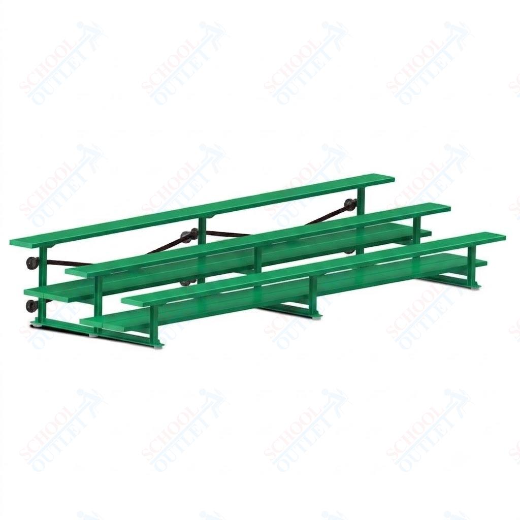 Jaypro Sports Bleacher  - 3 Row - Tip & Roll, Double Foot Plank, Powder Coated - 15' L (BLDP-3TRGPC)