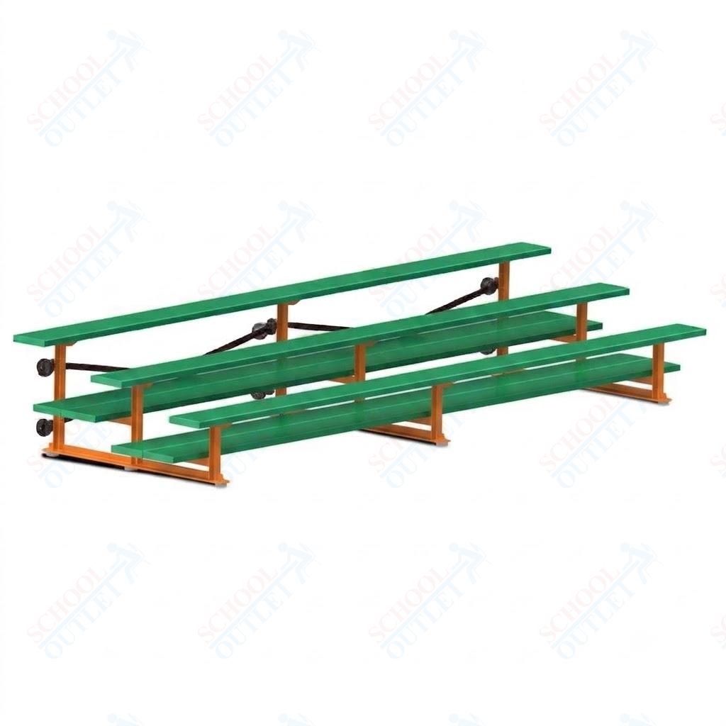 Jaypro Sports Bleacher  - 3 Row - Tip & Roll, Double Foot Plank, Powder Coated - 15' L (BLDP-3TRGPC)