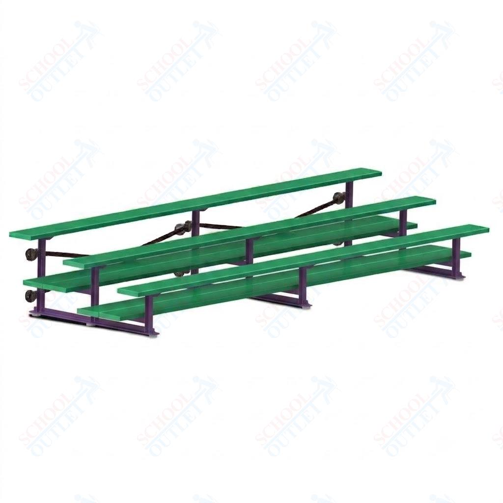 Jaypro Sports Bleacher  - 3 Row - Tip & Roll, Double Foot Plank, Powder Coated - 15' L (BLDP-3TRGPC)