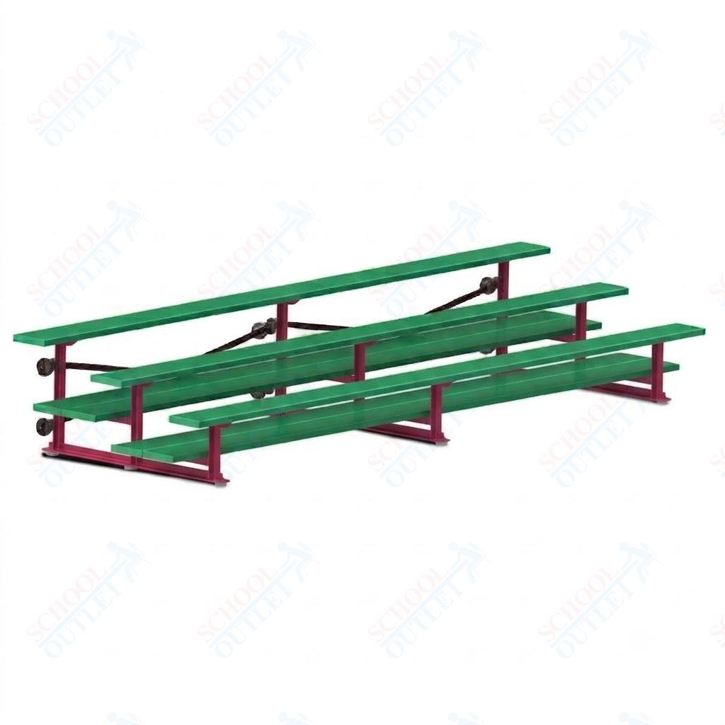 Jaypro Sports Bleacher  - 3 Row - Tip & Roll, Double Foot Plank, Powder Coated - 15' L (BLDP-3TRGPC)
