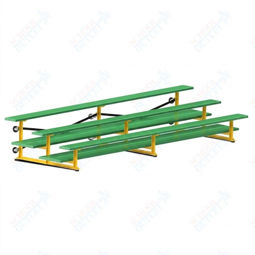 Jaypro Sports Bleacher  - 3 Row - Tip & Roll, Double Foot Plank, Powder Coated - 15' L (BLDP-3TRGPC)