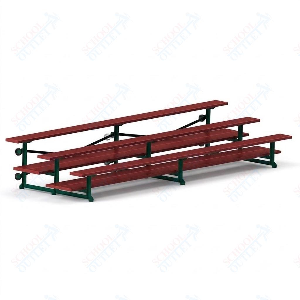 Jaypro Sports Bleacher  - 3 Row - Tip & Roll, Double Foot Plank, Powder Coated - 15' L (BLDP-3TRGPC)