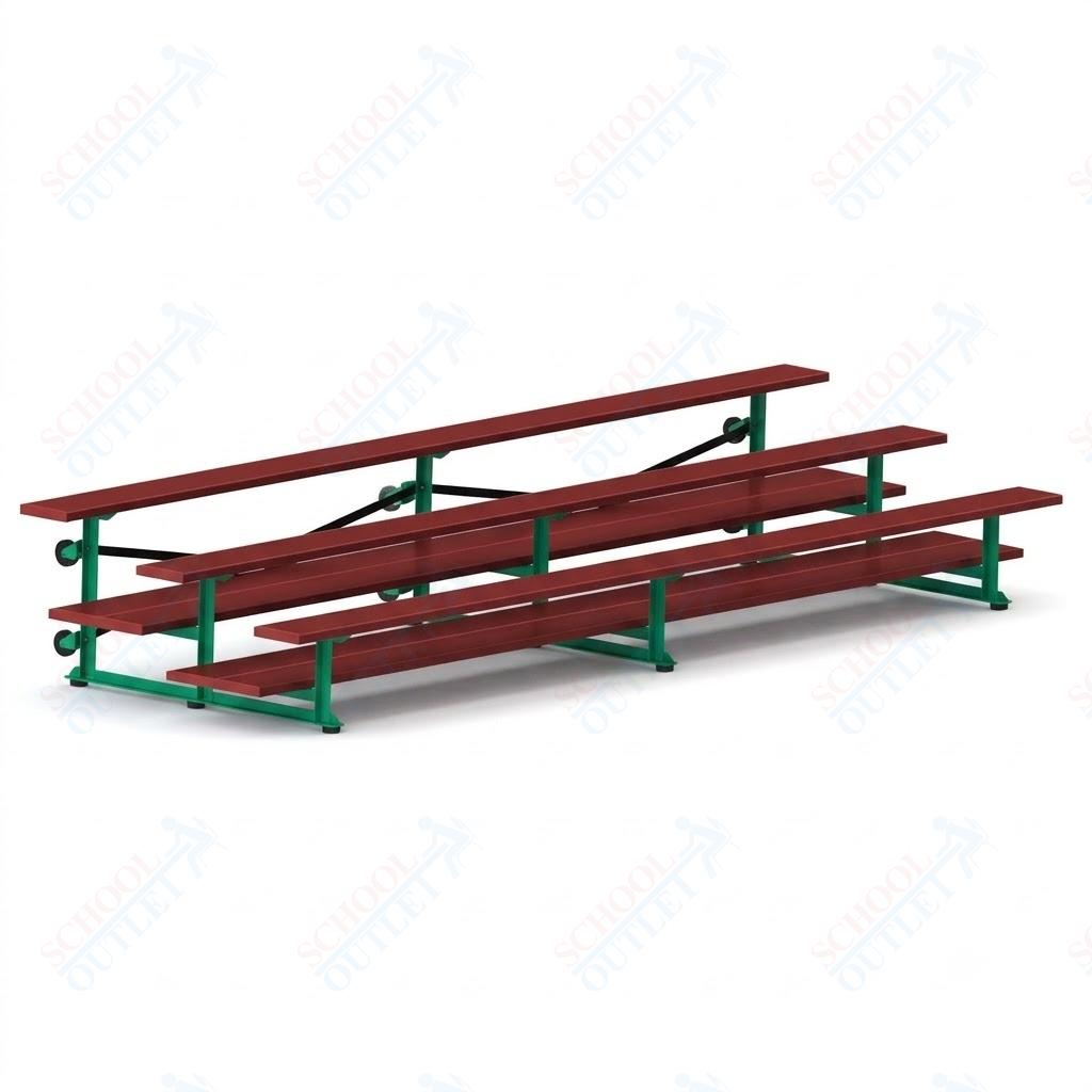 Jaypro Sports Bleacher  - 3 Row - Tip & Roll, Double Foot Plank, Powder Coated - 15' L (BLDP-3TRGPC)
