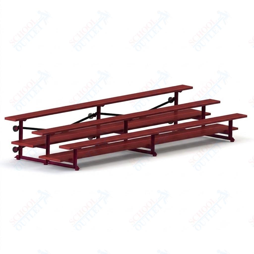 Jaypro Sports Bleacher  - 3 Row - Tip & Roll, Double Foot Plank, Powder Coated - 15' L (BLDP-3TRGPC)