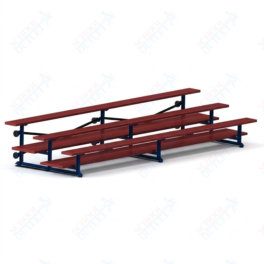 Jaypro Sports Bleacher  - 3 Row - Tip & Roll, Double Foot Plank, Powder Coated - 15' L (BLDP-3TRGPC)