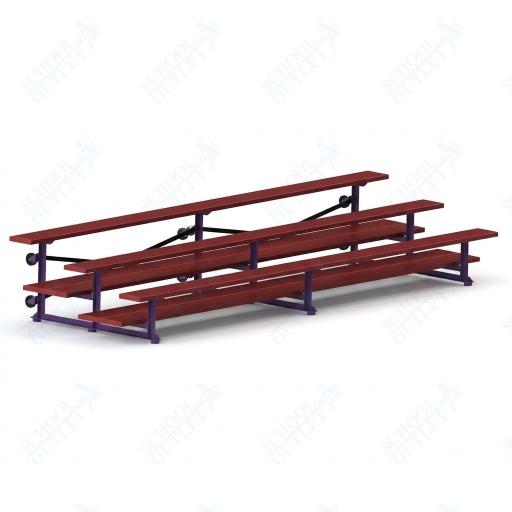 Jaypro Sports Bleacher  - 3 Row - Tip & Roll, Double Foot Plank, Powder Coated - 15' L (BLDP-3TRGPC)
