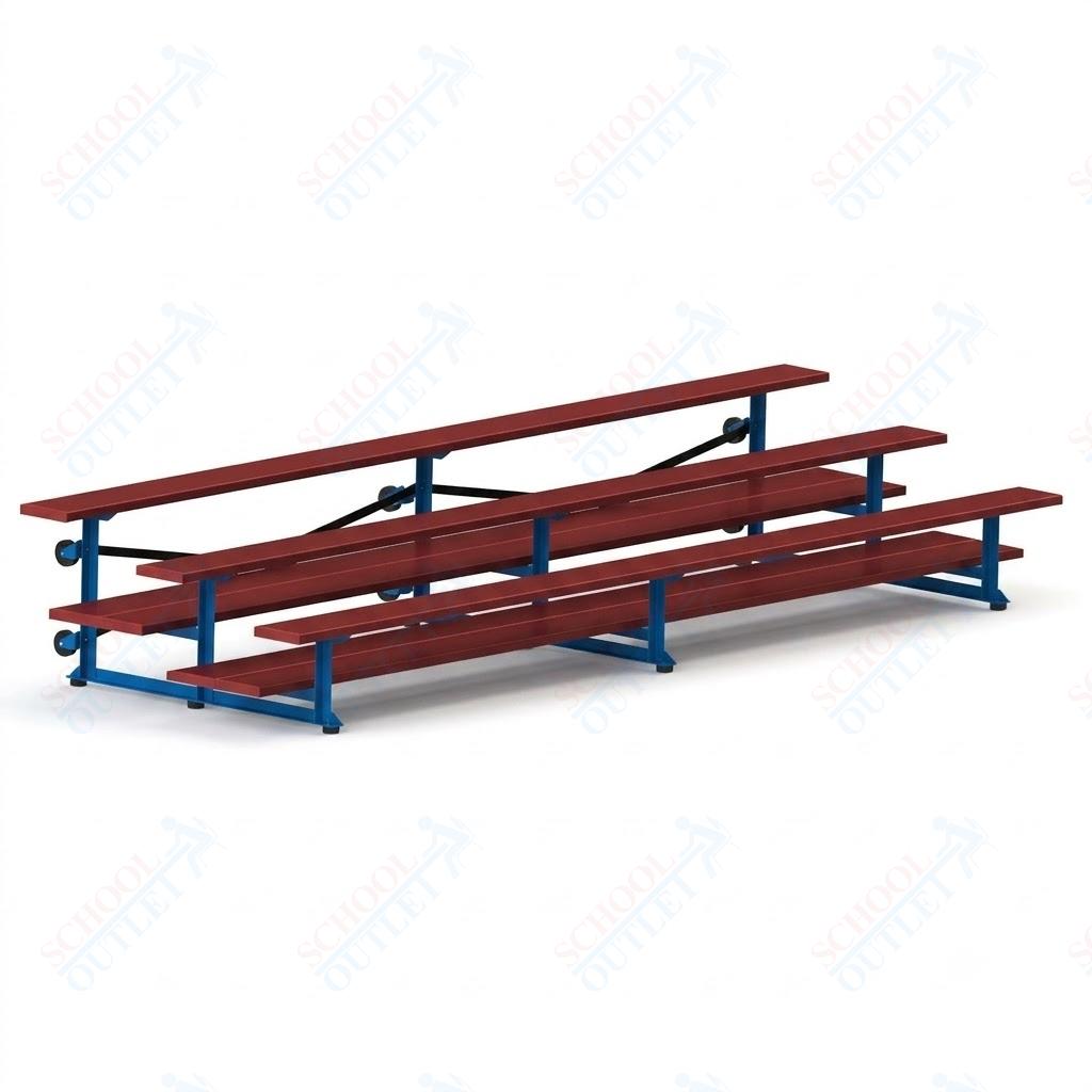 Jaypro Sports Bleacher  - 3 Row - Tip & Roll, Double Foot Plank, Powder Coated - 15' L (BLDP-3TRGPC)